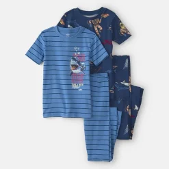 Carter's Little & Big Kid Boys Round Neck Short Sleeve 4-pc. Pajama Set