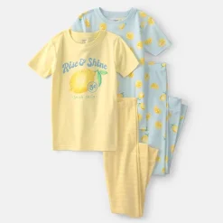 Carter's Little & Big Kid Girls Rib Crew Neck Short Sleeve 4-pc. Pajama Set