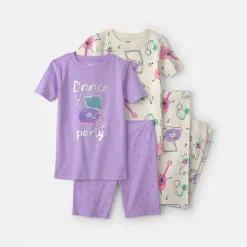 Carter's Little & Big Kid Girls Rib Crew Neck Short Sleeve 2-pc. Pajama Set