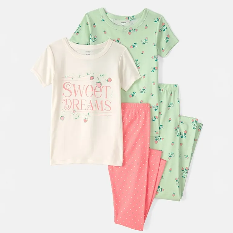 Carter's Little & Big Kid Girls Round Neck Short Sleeve 4-pc. Pajama Set