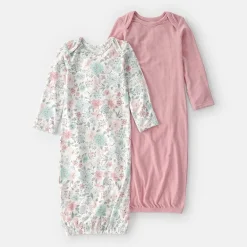 Carter's Purelysoft Baby Girls Round Neck Long Sleeve 2-pc. Nightgown