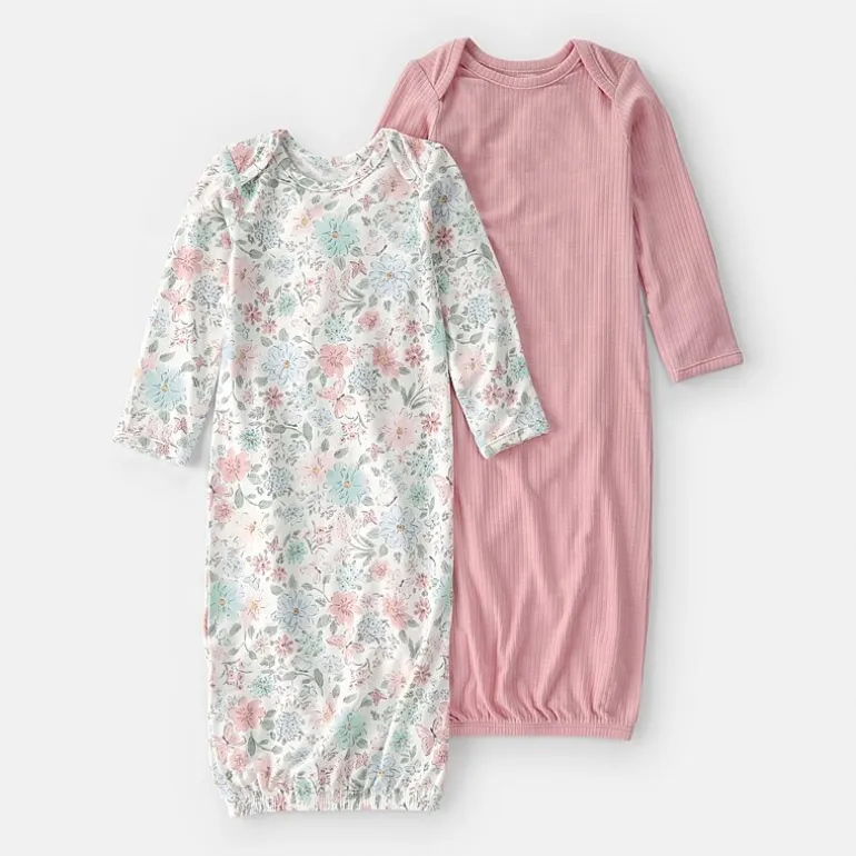 Carter's Purelysoft Baby Girls Round Neck Long Sleeve 2-pc. Nightgown
