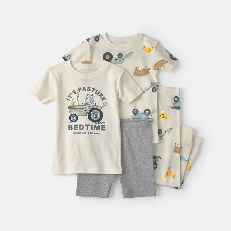Carter's Toddler Boys Rib Crew Neck Short Sleeve 4-pc. Pajama Set