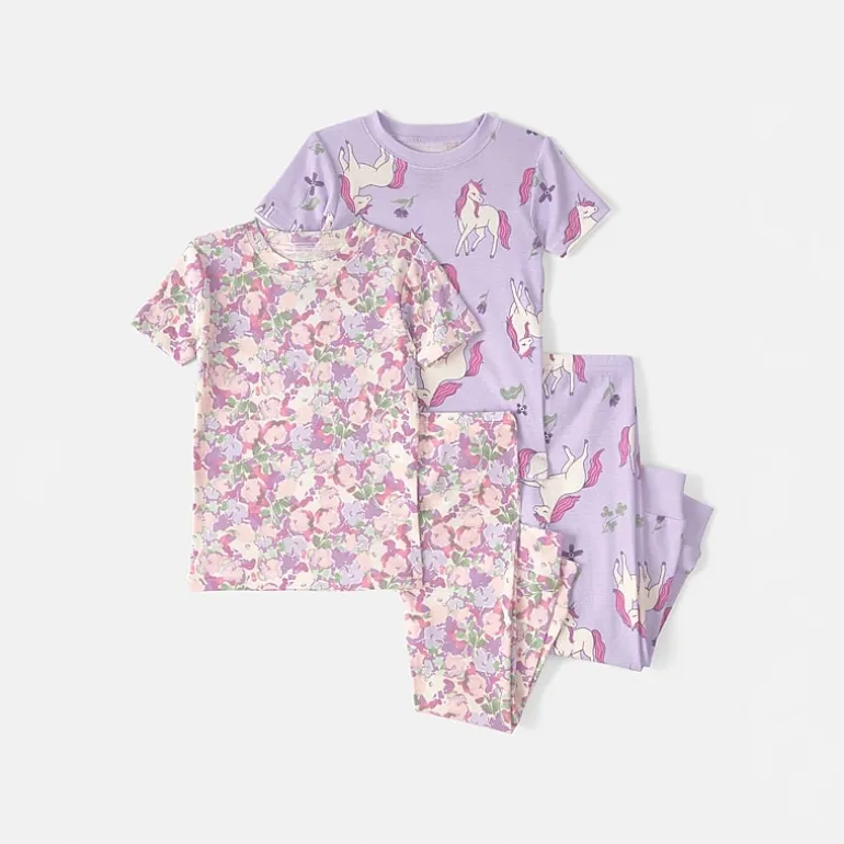 Carter's Toddler Girls Round Neck Short Sleeve 4-pc. Pajama Set