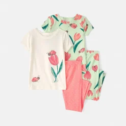 Carter's Toddler Girls Round Neck Short Sleeve 4-pc. Pajama Set
