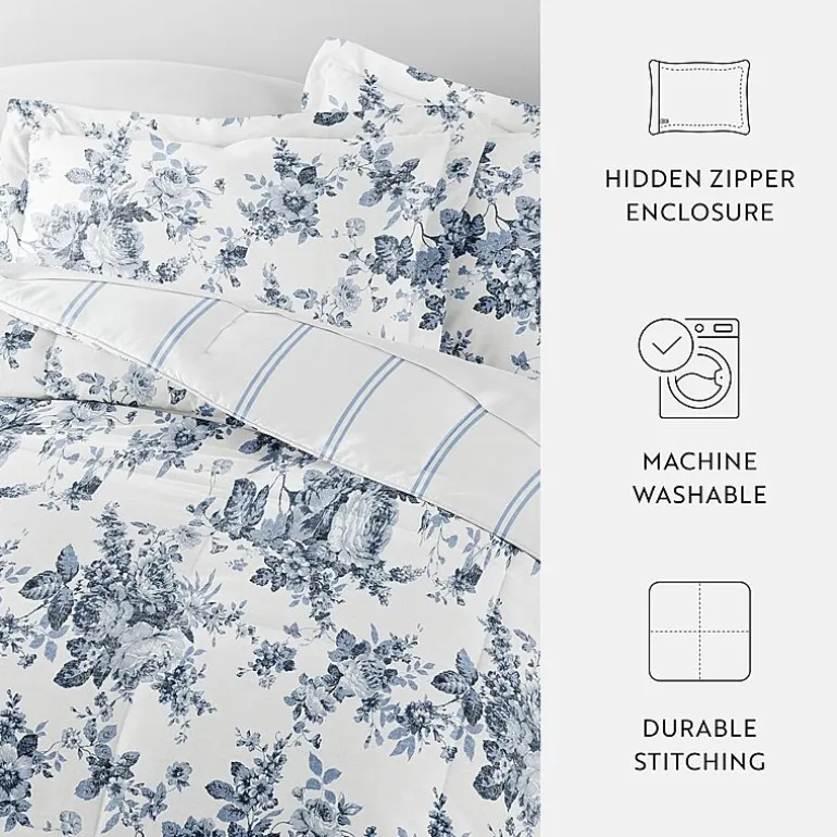 Casual Comfort Cabbage Rose Midweight Down Alternative Comforter Set