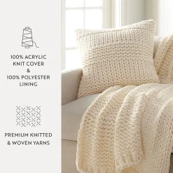 Casual Comfort Chunky Knit Acrylic Square Throw Pillow