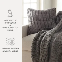 Casual Comfort Chunky Knit Acrylic Square Throw Pillow