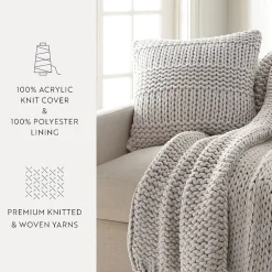 Casual Comfort Chunky Knit Acrylic Square Throw Pillow