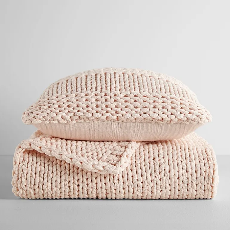 Casual Comfort Chunky Knit Blanket and Pillow Set