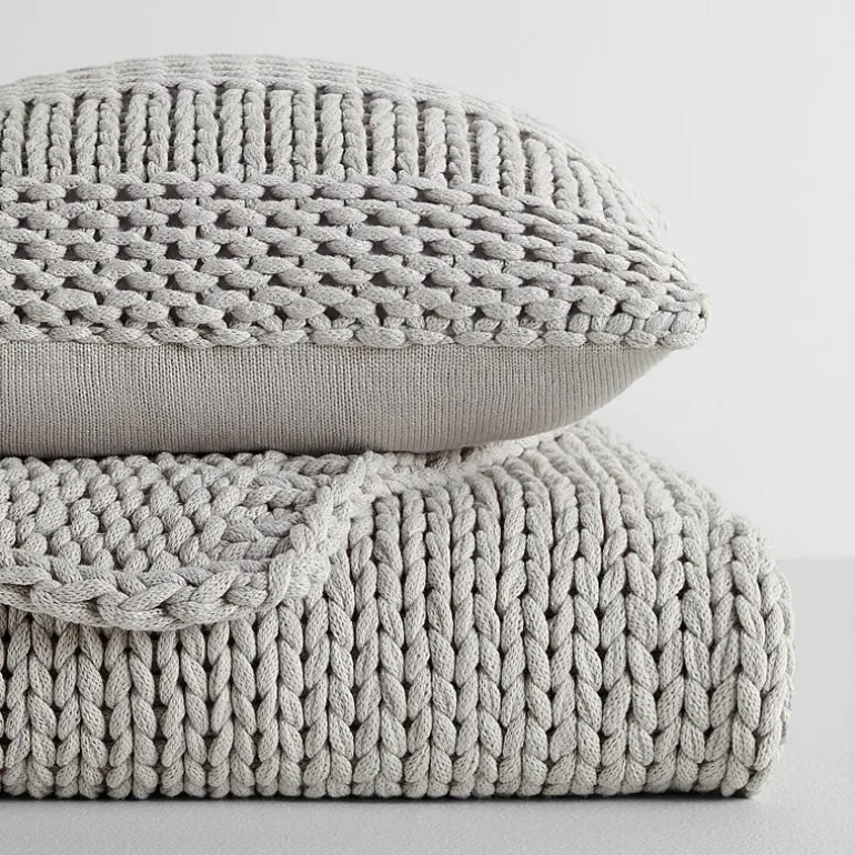Casual Comfort Chunky Knit Blanket and Pillow Set