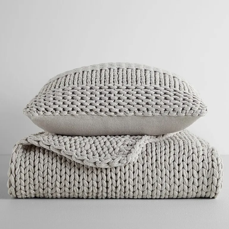 Casual Comfort Chunky Knit Blanket and Pillow Set