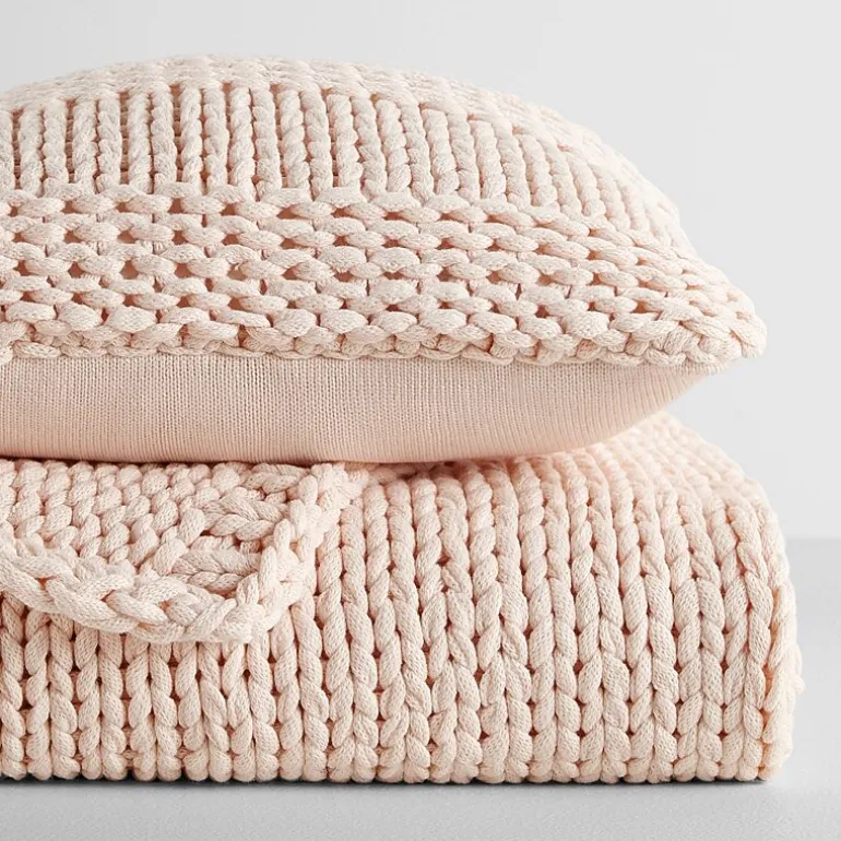 Casual Comfort Chunky Knit Blanket and Pillow Set