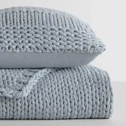 Casual Comfort Chunky Knit Blanket and Pillow Set