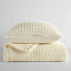 Casual Comfort Chunky Knit Blanket and Pillow Set