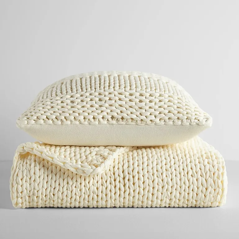 Casual Comfort Chunky Knit Blanket and Pillow Set