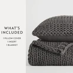Casual Comfort Chunky Knit Blanket and Pillow Set