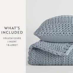 Casual Comfort Chunky Knit Blanket and Pillow Set