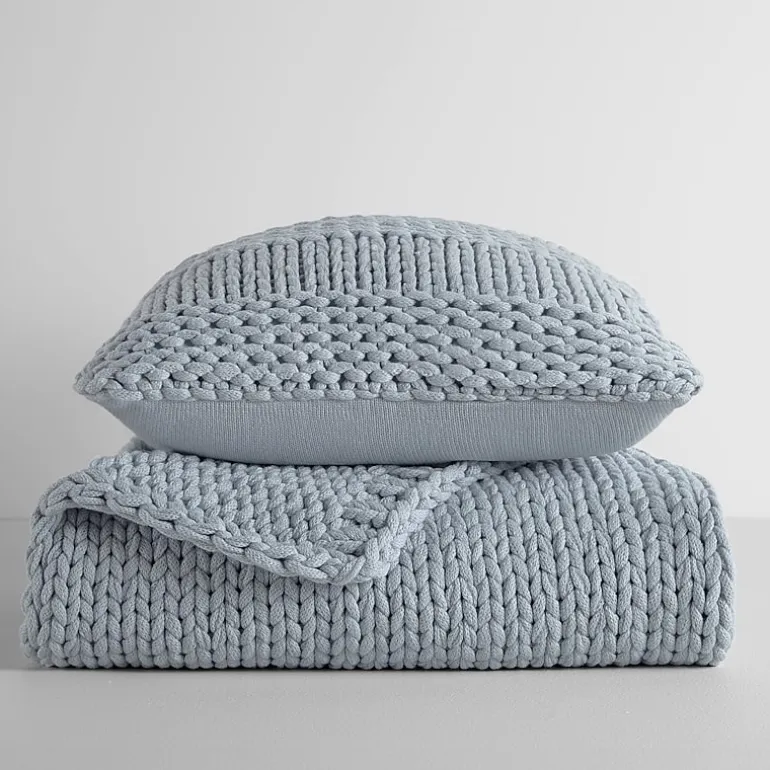 Casual Comfort Chunky Knit Blanket and Pillow Set