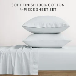 Casual Comfort 100% Cotton Percale Ultra-Soft 4 Piece Sheet Set