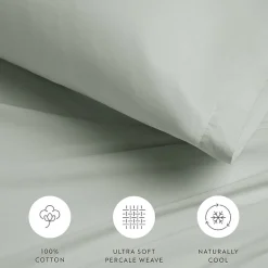 Casual Comfort 100% Cotton Percale Ultra-Soft 4 Piece Sheet Set