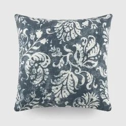 Casual Comfort Distressed Floral Cotton Square Throw Pillow