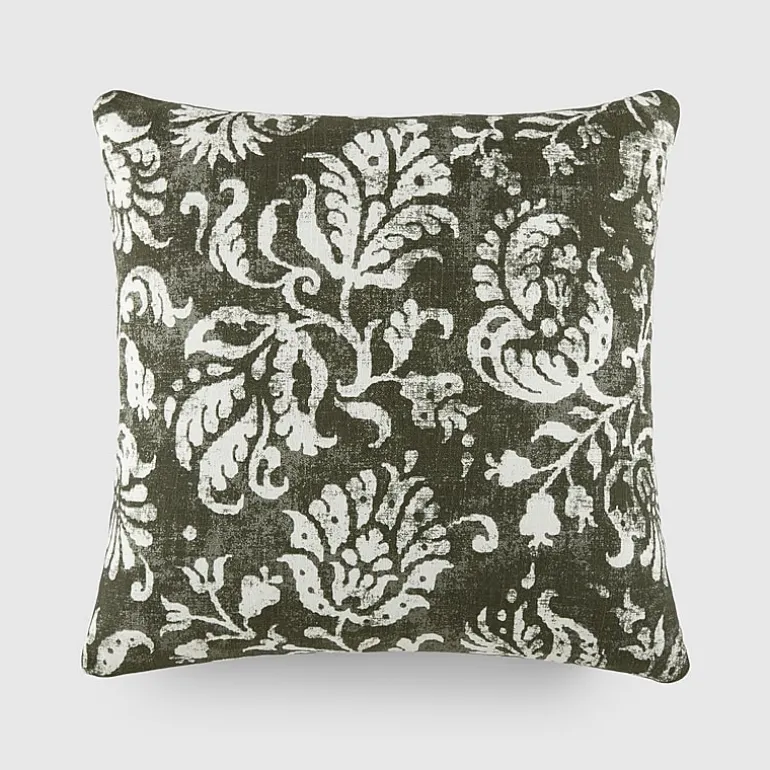 Casual Comfort Distressed Floral Cotton Square Throw Pillow