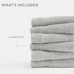 Casual Comfort Essential 6-Piece 100% Cotton Ultra Soft Washcloth Towel Set