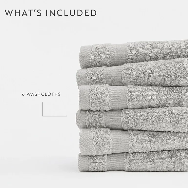Casual Comfort Essential 6-Piece 100% Cotton Ultra Soft Washcloth Towel Set