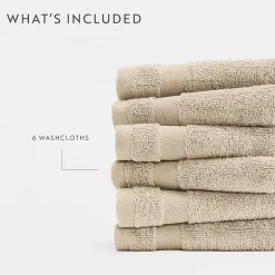 Casual Comfort Essential 6-Piece 100% Cotton Ultra Soft Washcloth Towel Set