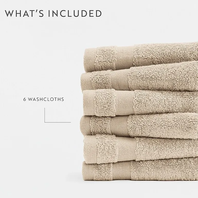 Casual Comfort Essential 6-Piece 100% Cotton Ultra Soft Washcloth Towel Set
