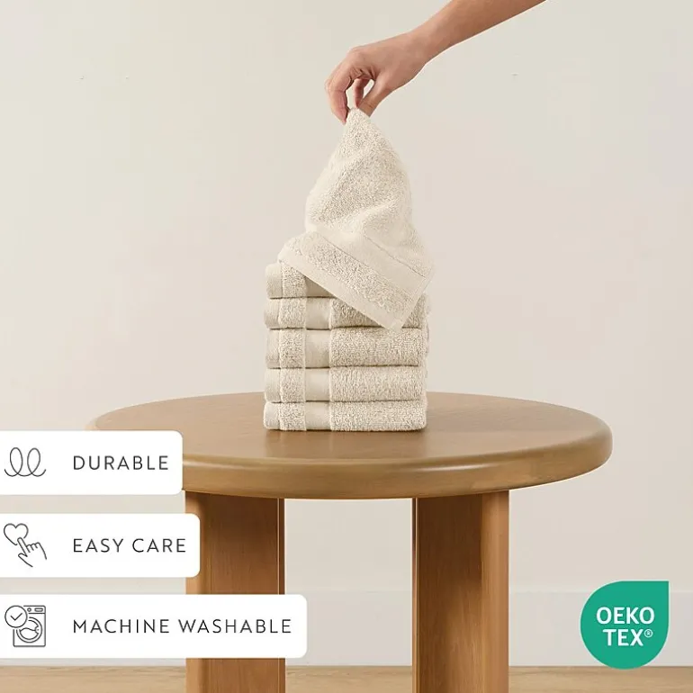 Casual Comfort Essential 6-Piece 100% Cotton Ultra Soft Washcloth Towel Set