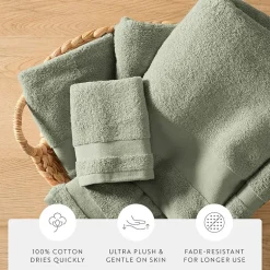 Casual Comfort Essential 6-Piece 100% Cotton Ultra Soft Washcloth Towel Set