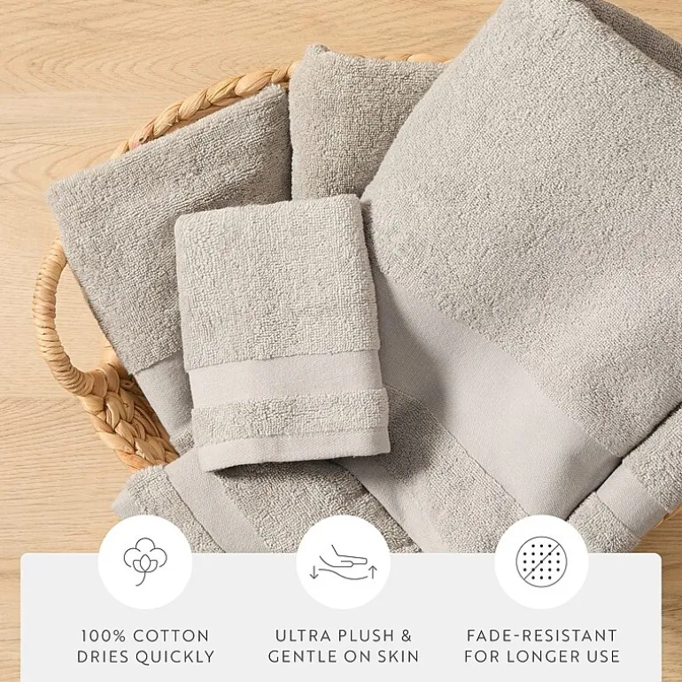 Casual Comfort Essential 6-Piece 100% Cotton Ultra Soft Washcloth Towel Set