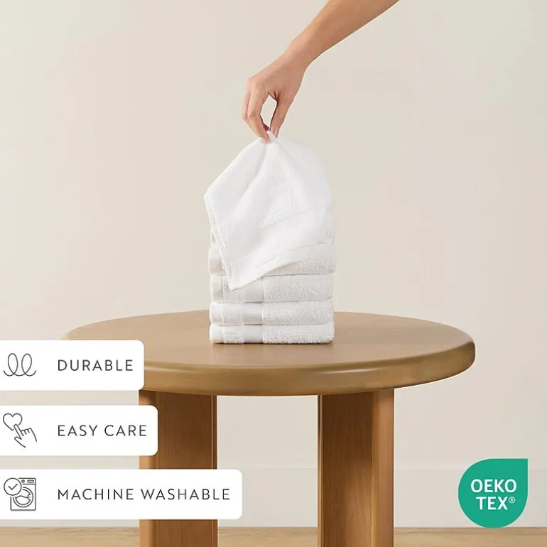Casual Comfort Essential 6-Piece 100% Cotton Ultra Soft Washcloth Towel Set