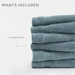 Casual Comfort Essential 6-Piece 100% Cotton Ultra Soft Washcloth Towel Set