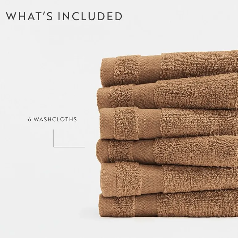 Casual Comfort Essential 6-Piece 100% Cotton Ultra Soft Washcloth Towel Set