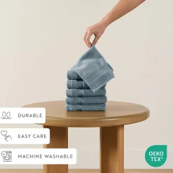 Casual Comfort Essential 6-Piece 100% Cotton Ultra Soft Washcloth Towel Set