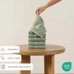 Casual Comfort Essential 6-Piece 100% Cotton Ultra Soft Washcloth Towel Set