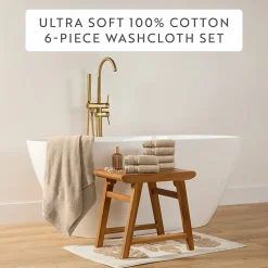 Casual Comfort Essential 6-Piece 100% Cotton Ultra Soft Washcloth Towel Set