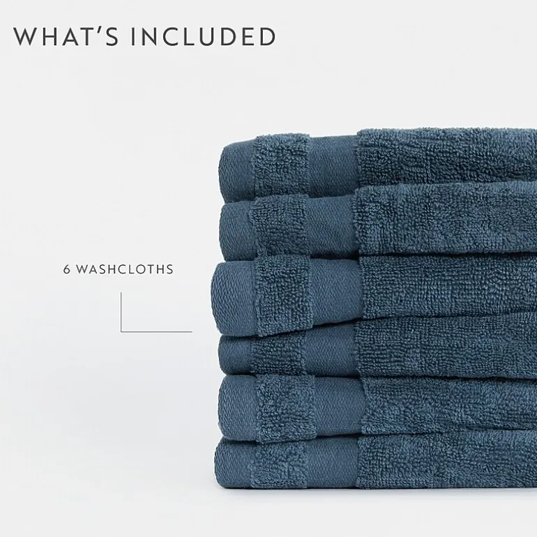 Casual Comfort Essential 6-Piece 100% Cotton Ultra Soft Washcloth Towel Set