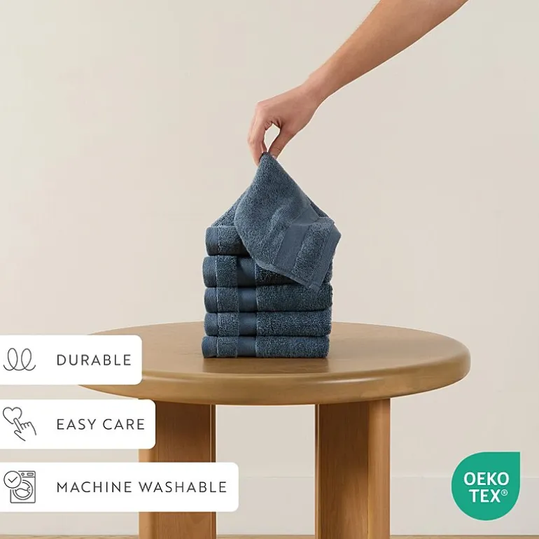 Casual Comfort Essential 6-Piece 100% Cotton Ultra Soft Washcloth Towel Set