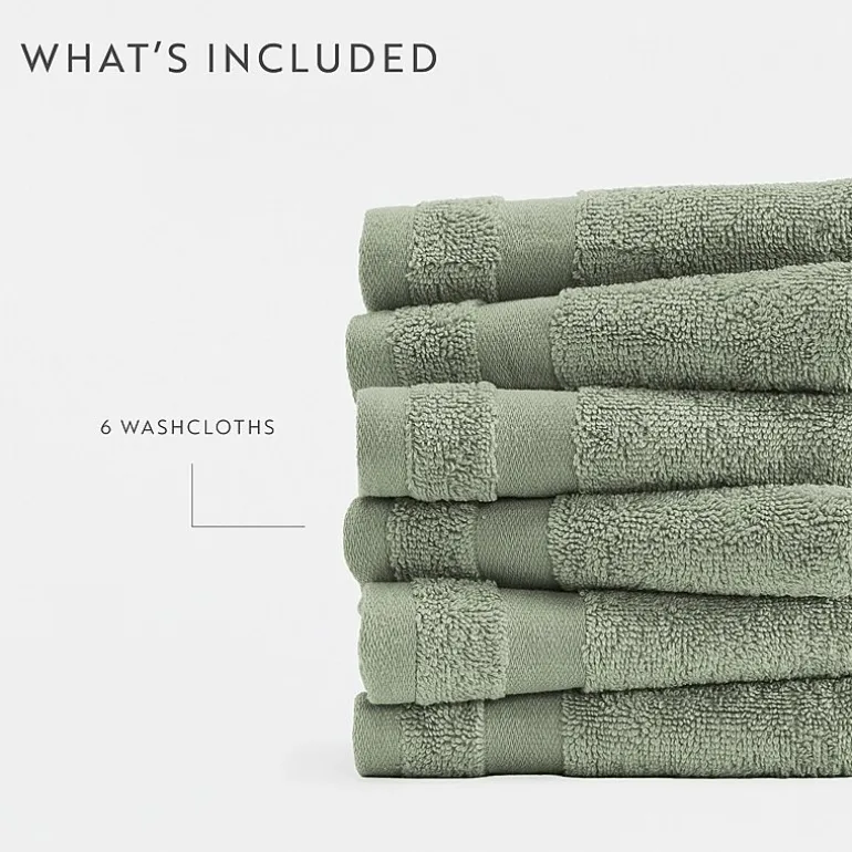 Casual Comfort Essential 6-Piece 100% Cotton Ultra Soft Washcloth Towel Set
