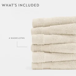 Casual Comfort Essential 6-Piece 100% Cotton Ultra Soft Washcloth Towel Set