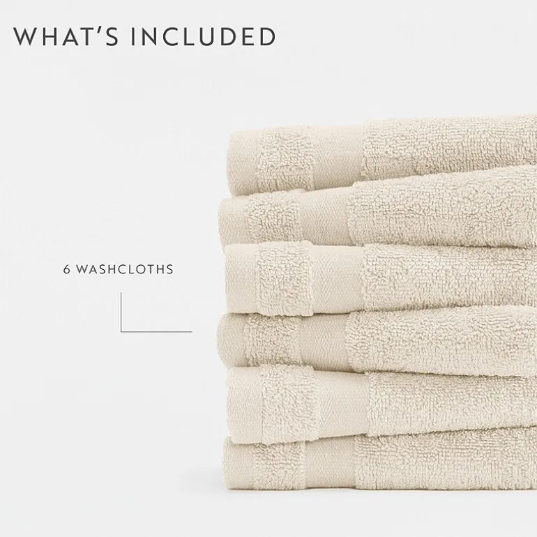 Casual Comfort Essential 6-Piece 100% Cotton Ultra Soft Washcloth Towel Set