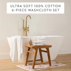 Casual Comfort Essential 6-Piece 100% Cotton Ultra Soft Washcloth Towel Set