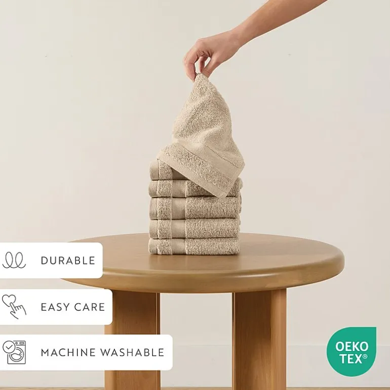 Casual Comfort Essential 6-Piece 100% Cotton Ultra Soft Washcloth Towel Set
