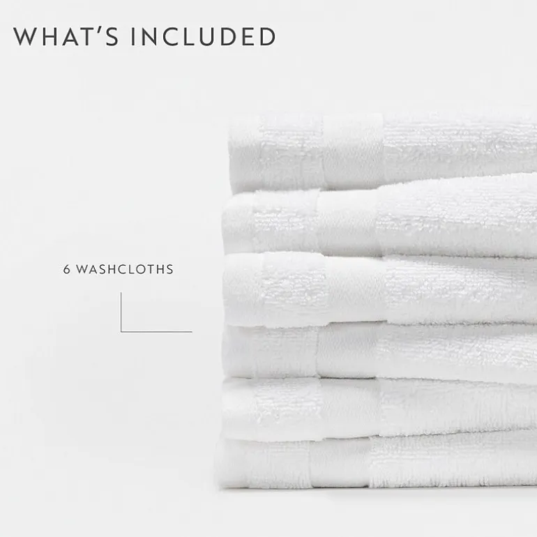 Casual Comfort Essential 6-Piece 100% Cotton Ultra Soft Washcloth Towel Set