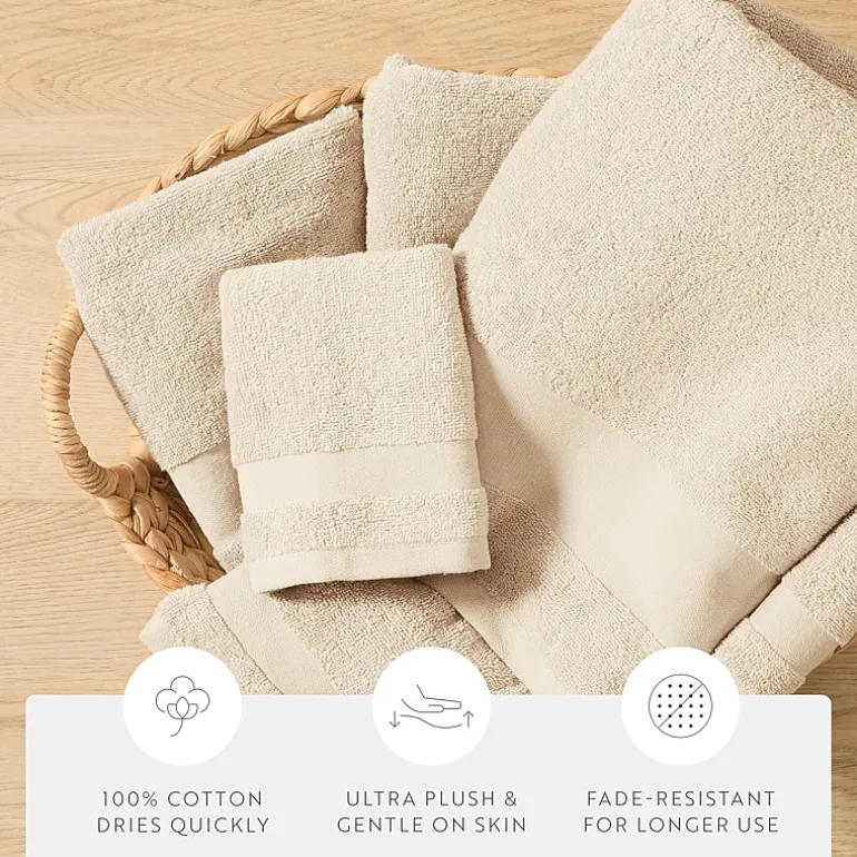 Casual Comfort Essential 6-Piece 100% Cotton Ultra Soft Washcloth Towel Set