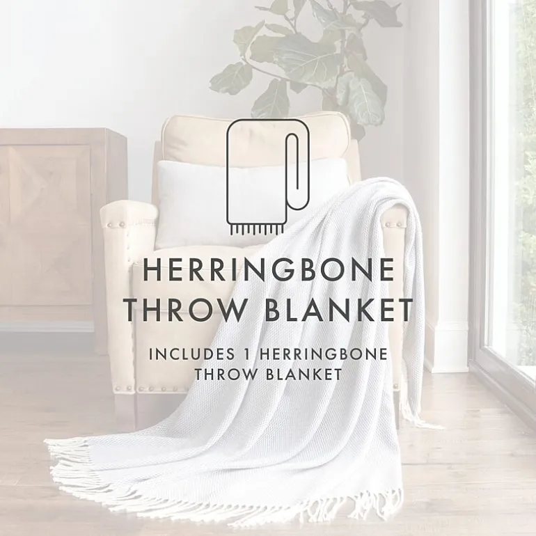 Casual Comfort Herringbone Lightweight Throw